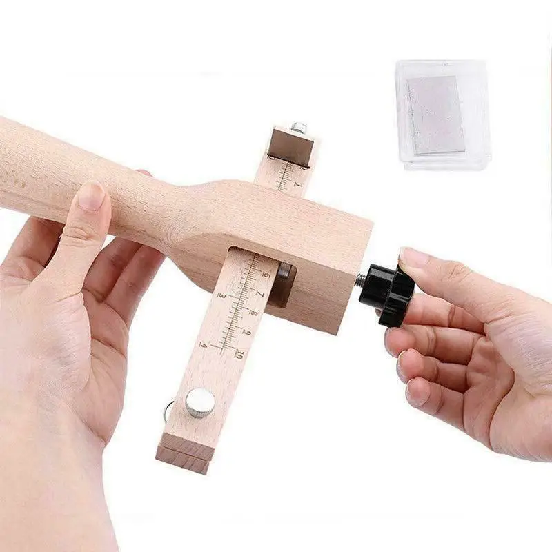 Регулируемый кожаный ремень резак кожевенное ремесло ремешок для часов DIY ручная резка деревянная планка резак с 5 лезвиями кожаные инструменты