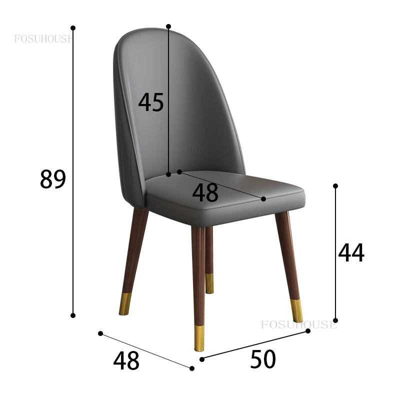 

Modern Nordic Dining Chairs Solid Wood Leather Home Dining Room Furniture Light Luxury Dining Chair Living Room Lounge Chair