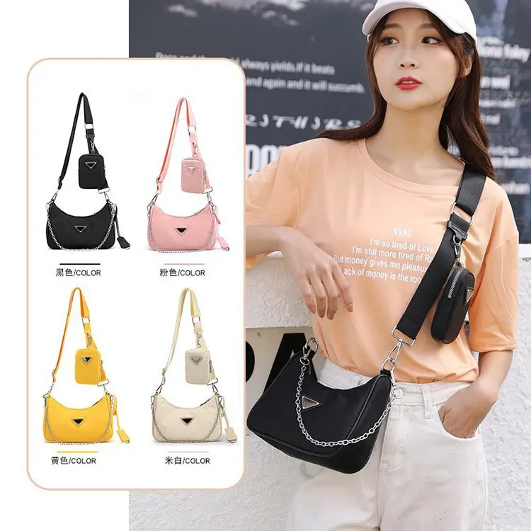 

Новинка 2020, нейлоновая сумка, сумка в форме полумесяца «Три в одном», сумка для матери и ребенка на цепочке, женская модная простая дизайнерс...