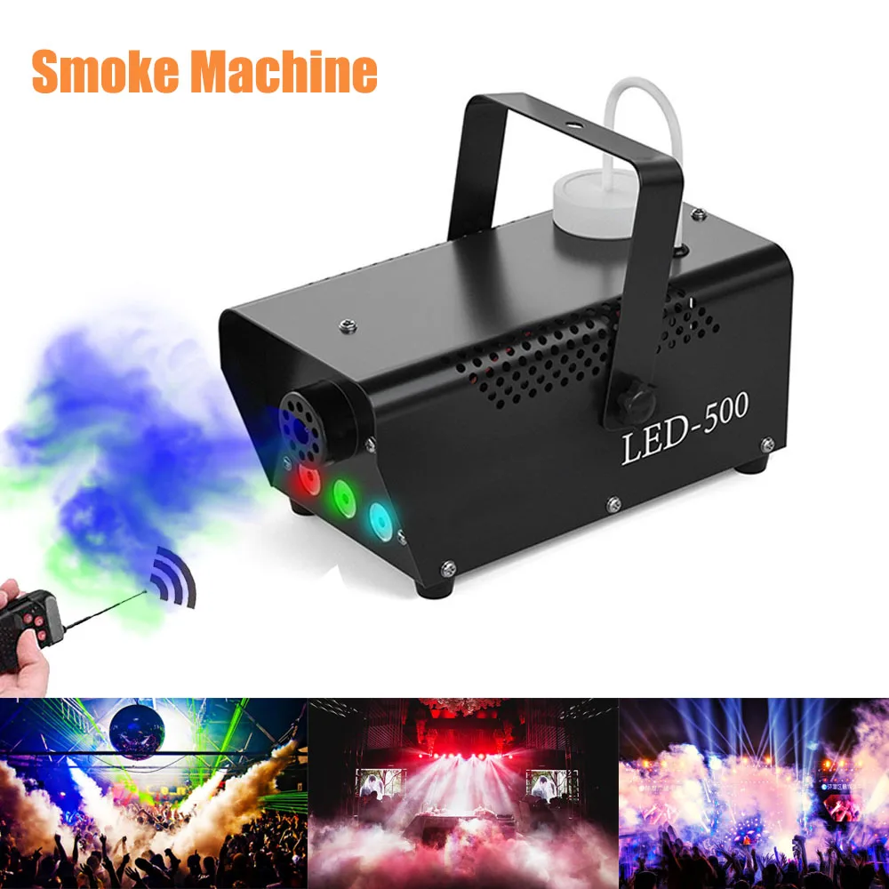 

Disco Party Smoke Machine Remote Control Stage Lighting Effect Professional DJ Stage Lamp 500W Fogger Ejector Fog Machine