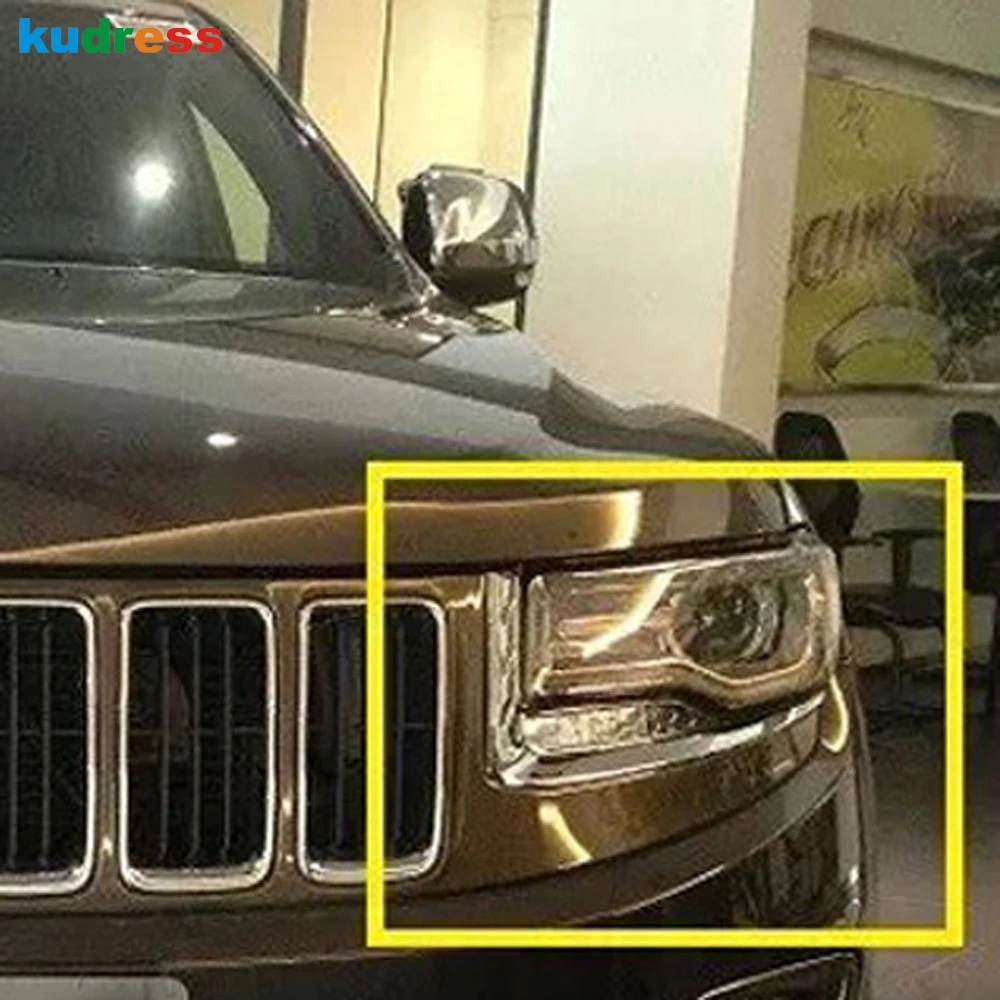 

For Jeep Grand Cherokee 2014 2015 2016 2017 2018 Chrome Front Headlight Eyebrow Cover Trim Car Head Light Lamp Eyelid Trims 2pcs