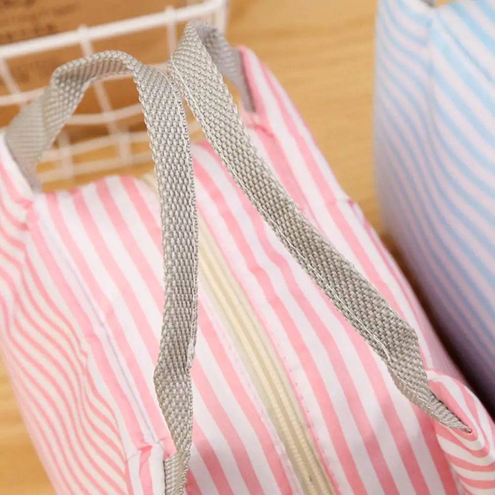 Портативный большой емкости Сумки для обедов в горошек платье полоску с рисунком