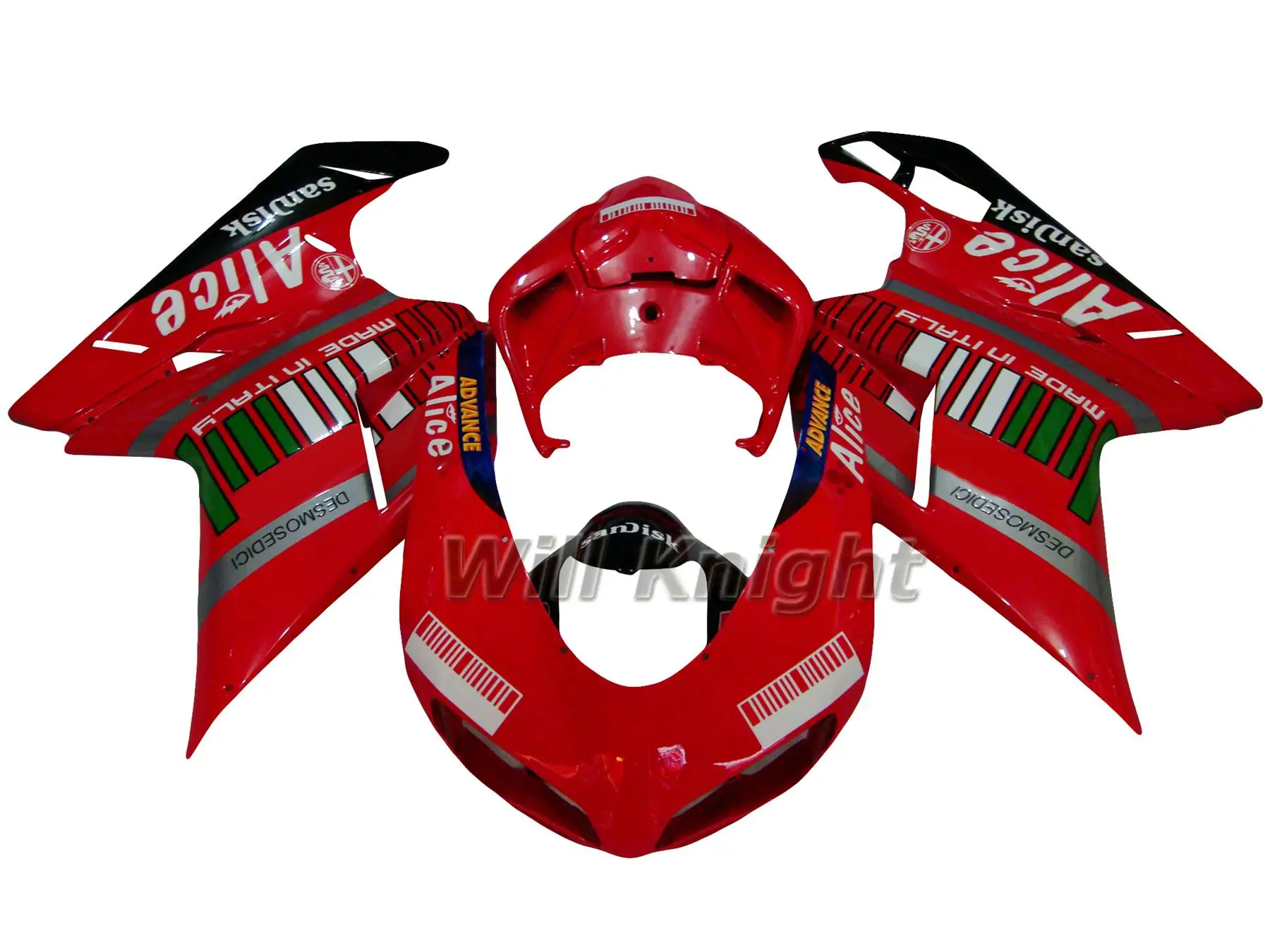 

Motorcycle Black Red Fairing Kits for Ducati 848 1098 1198 2007 2008 2009 2010 2011