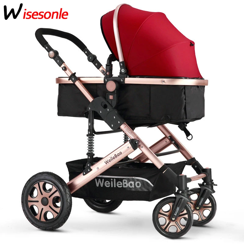 Детская коляска с высоким ландшафтом четыре колеса амортизатор Складная