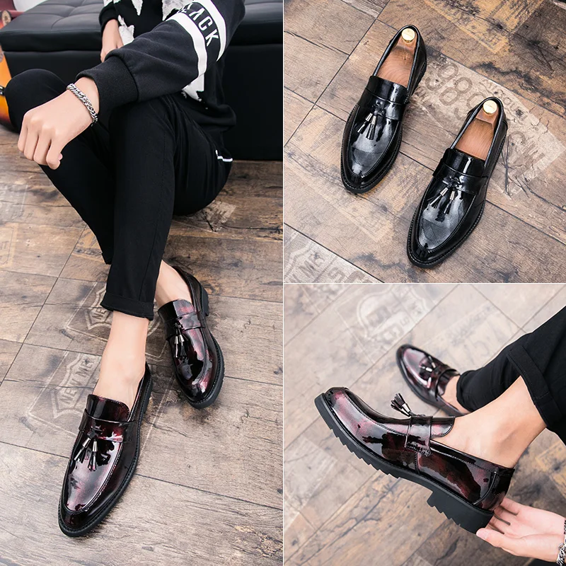 Thick Bottom Mens Dress Shoes Men Bring Brand Wedding Shoes Luxury Italian Casual Office Formal Loafers Boats Leather Shoes Men