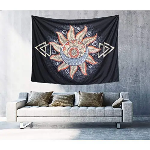 Мандала Черное Солнце и гобелен с Луной Настенный декор висящие декорации хиппи