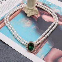 oriental female pearl necklace glass popular cute double layers green party decoration