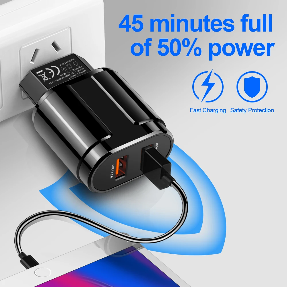 Сетевое зарядное устройство Suhach с двумя USB-портами 5 В 2 4 А | Мобильные телефоны и
