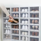 Утолщенный прозрачный откидной Чехол для обуви, 1 шт., пластиковые обувные коробки, Штабелируемый Органайзер