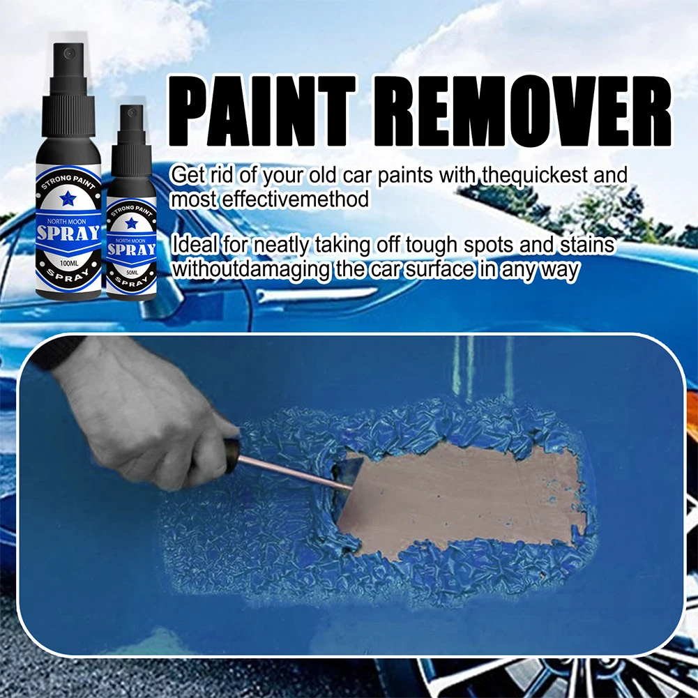 

50/100ml Paint Remover Spray Quick Paint Removal Metal Surface Paint Remover Car Detailing Maintenance Home Cleaning Tool