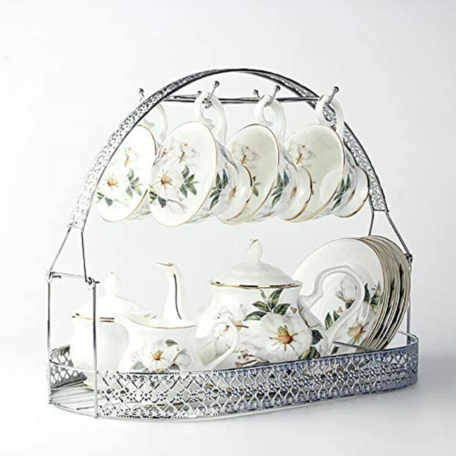 Держатель для кружек подставка кофейных чашек чайного сервиза органайзер посуды