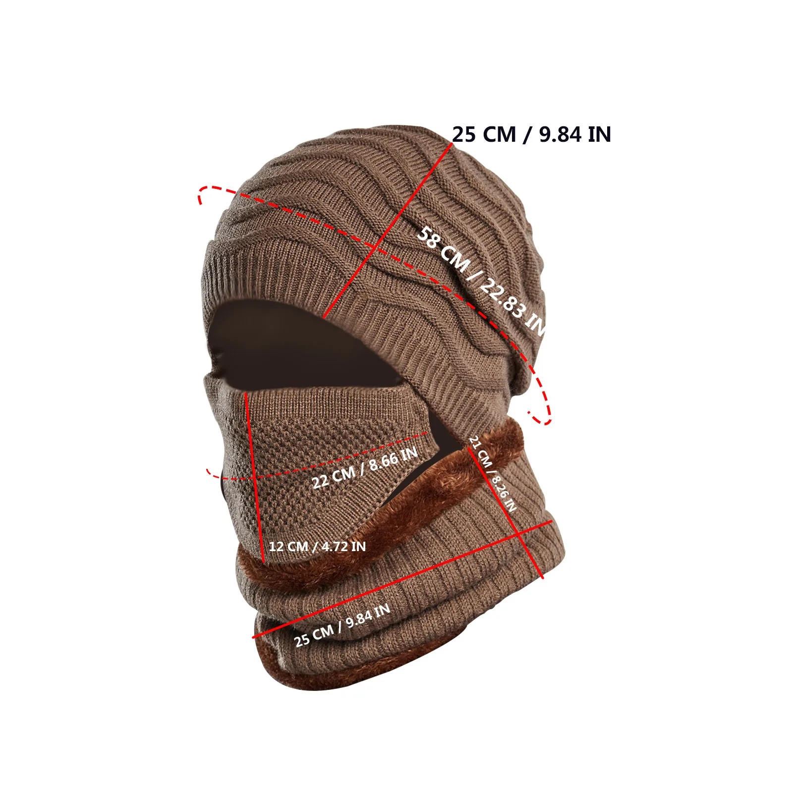 

1PC Hat 1PC Scarf And 1PC Mask Adult Men's Windproof Thickened Knitted Hat Warm Cycling Eindproof Ear Wool Mask Hat Riding Sets