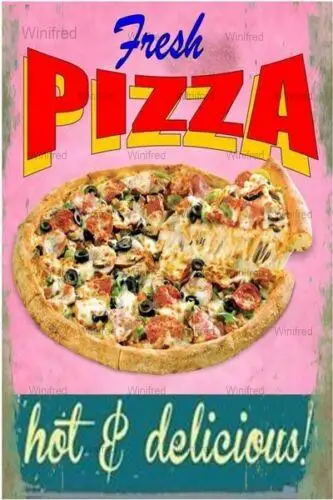 

Pizza Bread Metal Plaque Tin Sign Vintage Retro Metal Plate Wall Art For Kitchen Bakery Restaurant Decoration Iron Painting