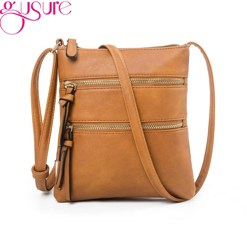 Повседневные однотонные женские сумки-мессенджеры Gusure на ремне маленький