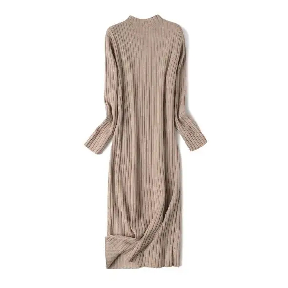 

Cultiseed Women Knitted Sweaters Dress Female New Fashion Autumn Winter Knee Length Long Dress Solid Long Sleeve Basic Dresses