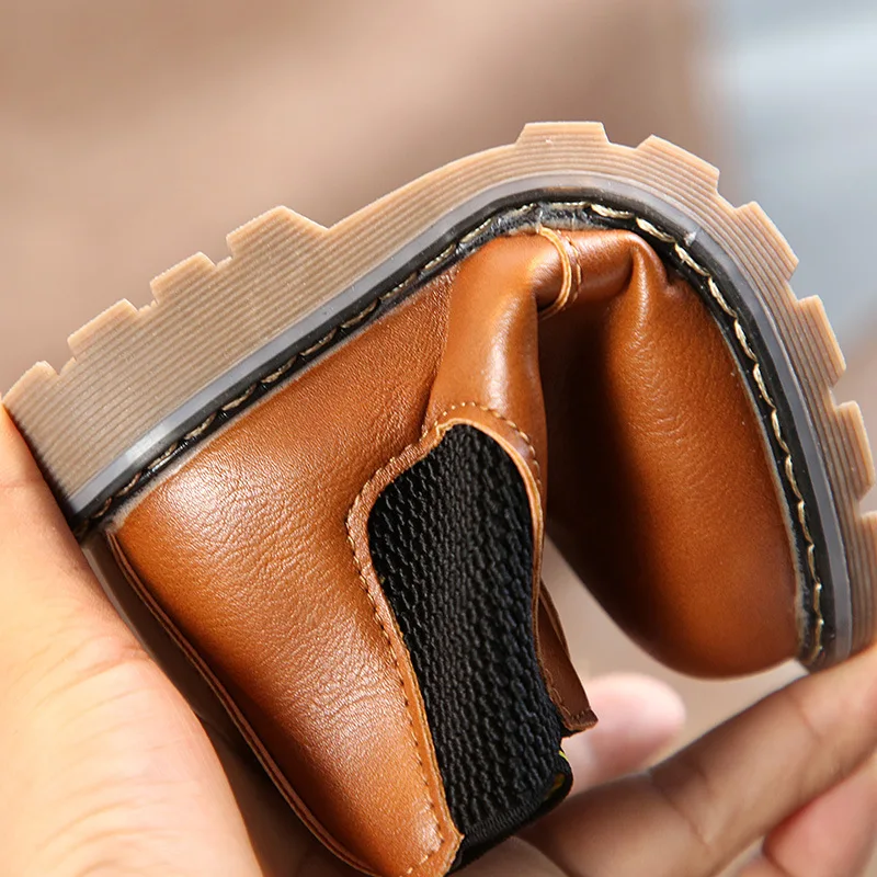 Детская обувь Модные детские ботинки Осень-зима 2021 Мягкие кожаные сапоги для