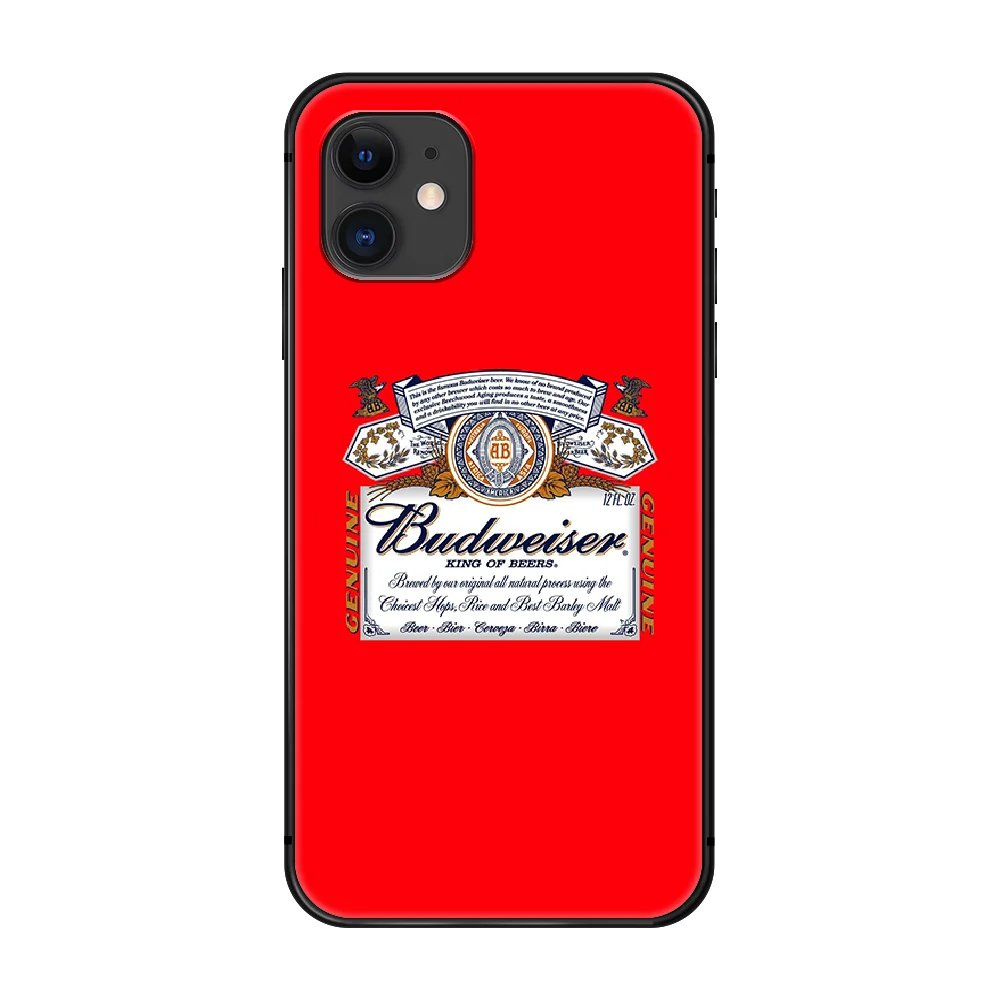 

Budweiser Phone Case Cover Hull For iphone 5 5s se 2 6 6s 7 8 plus X XS XR 11 PRO MAX black waterproof soft back tpu Etui 3D