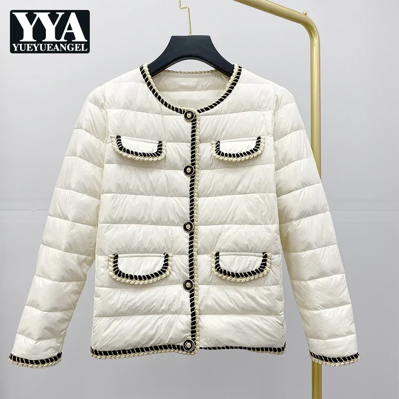 

Женский тонкий пуховик, зимняя новая однобортная прямая куртка на белом утином пуху, Повседневная белая короткая верхняя одежда для женщин,...