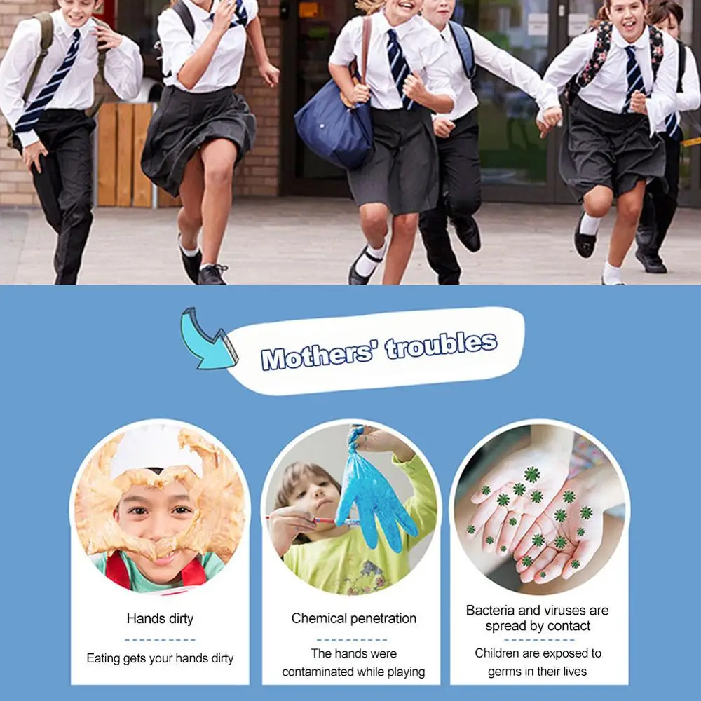 20pcs Children's Blue Disposable Latex Gloves Nitrile Protective Safety Universal for Left and Right Hands Kids | Детская одежда и