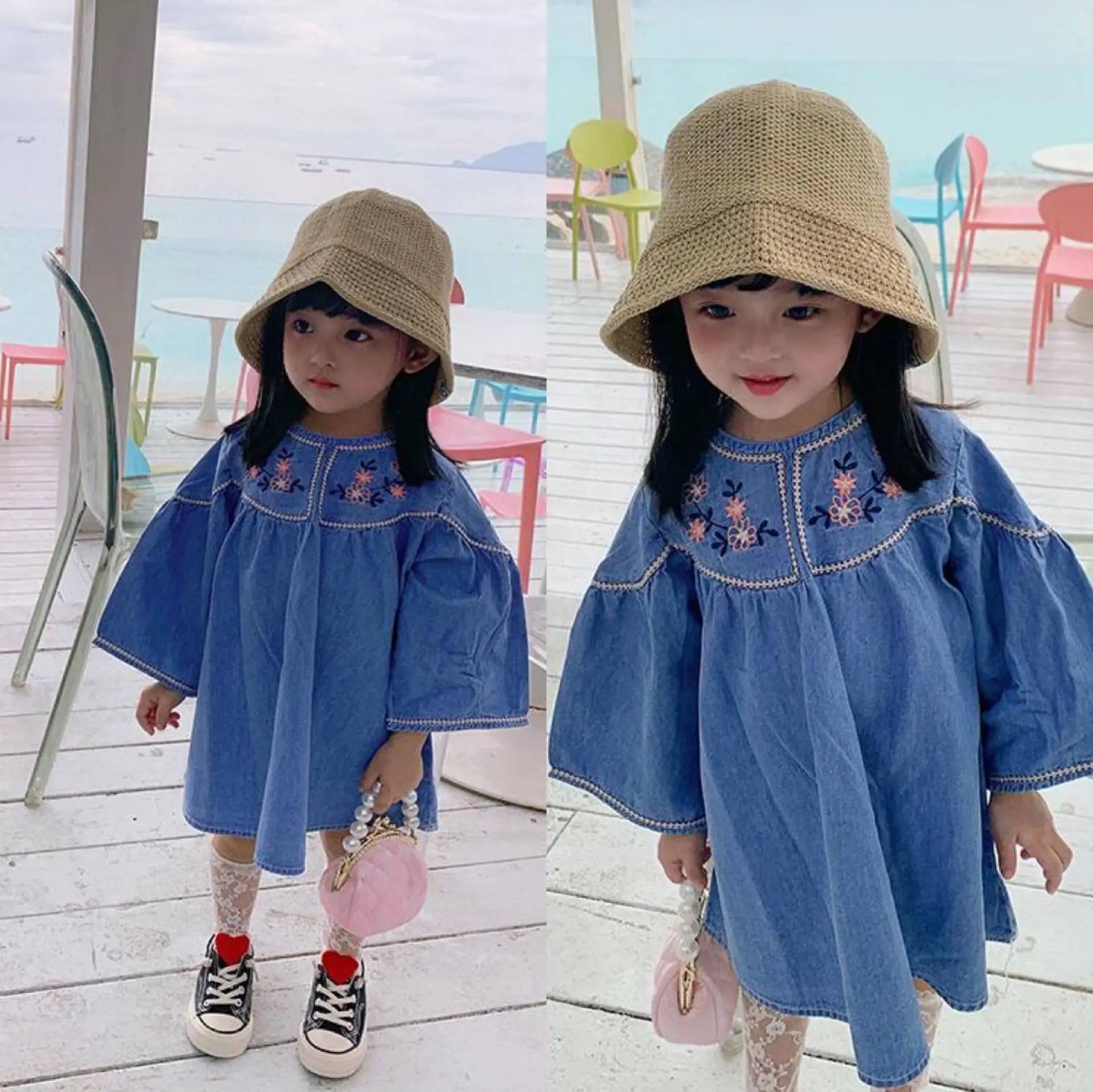 

Girl Dress Kids Baby Dress 2021 Loose Jean Spring Autumn Thicken Toddler Princess Clothes Outwear Uniform Dresses Children Cloth