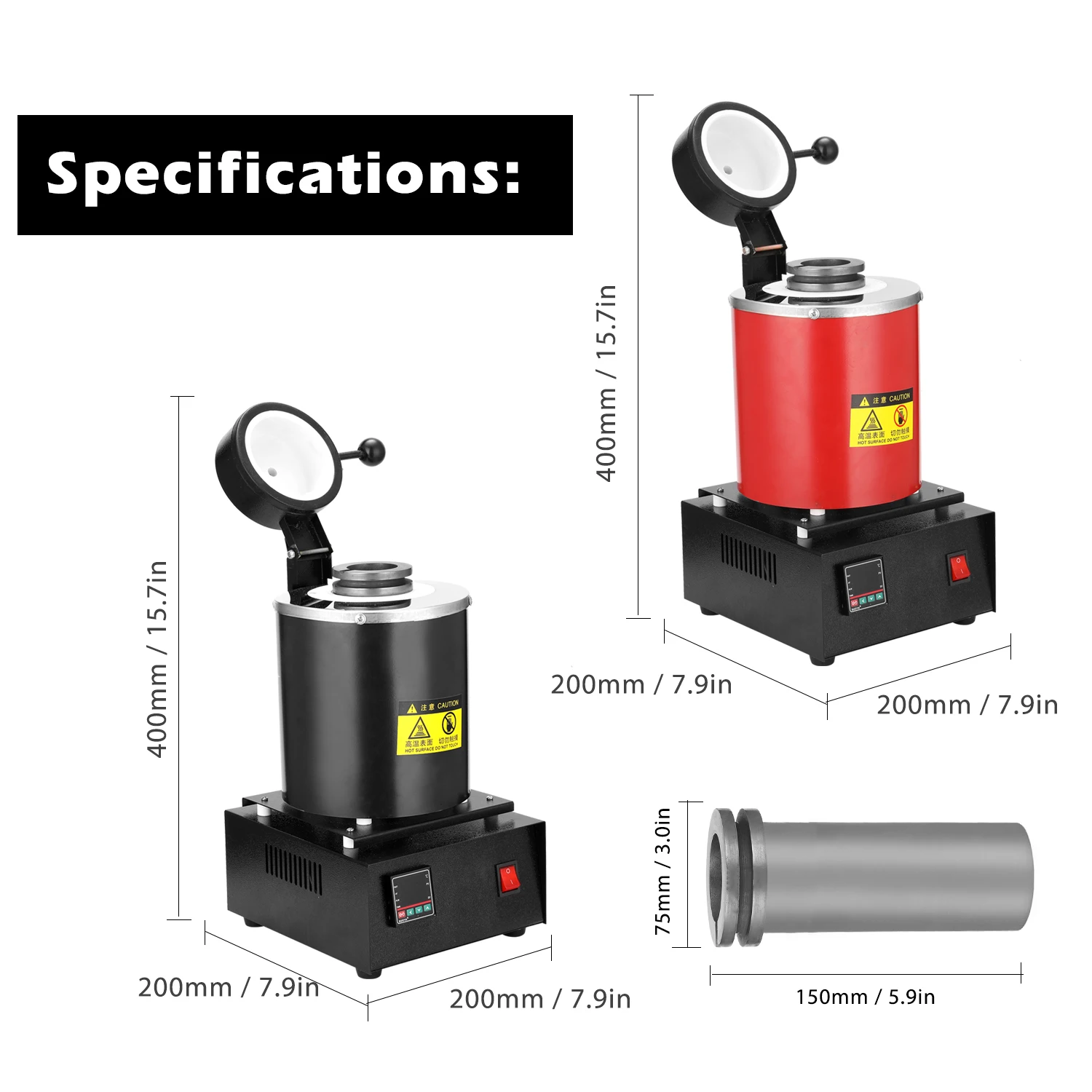 

Melting Furnace 3kg Portable Graphite Crucible Furnace High Temperature Small Metal Melting Furnace 1400W Automatic Melt Furnace