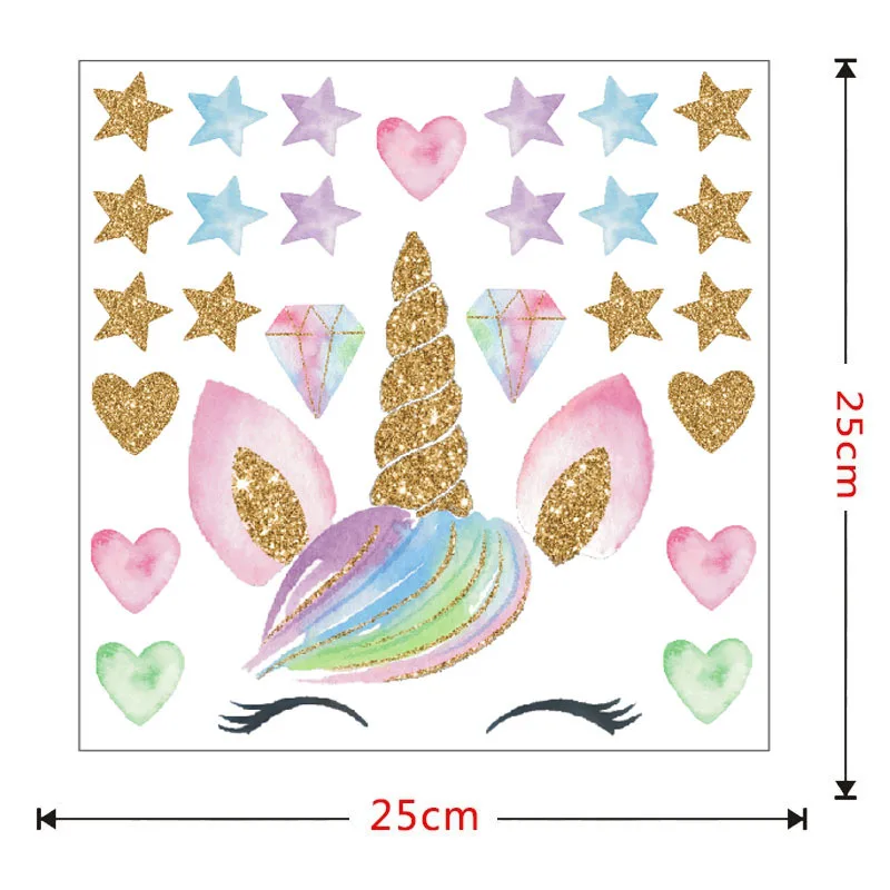 Цветная Наклейка на стену в форме единорога со звездами и животными 3d-наклейка