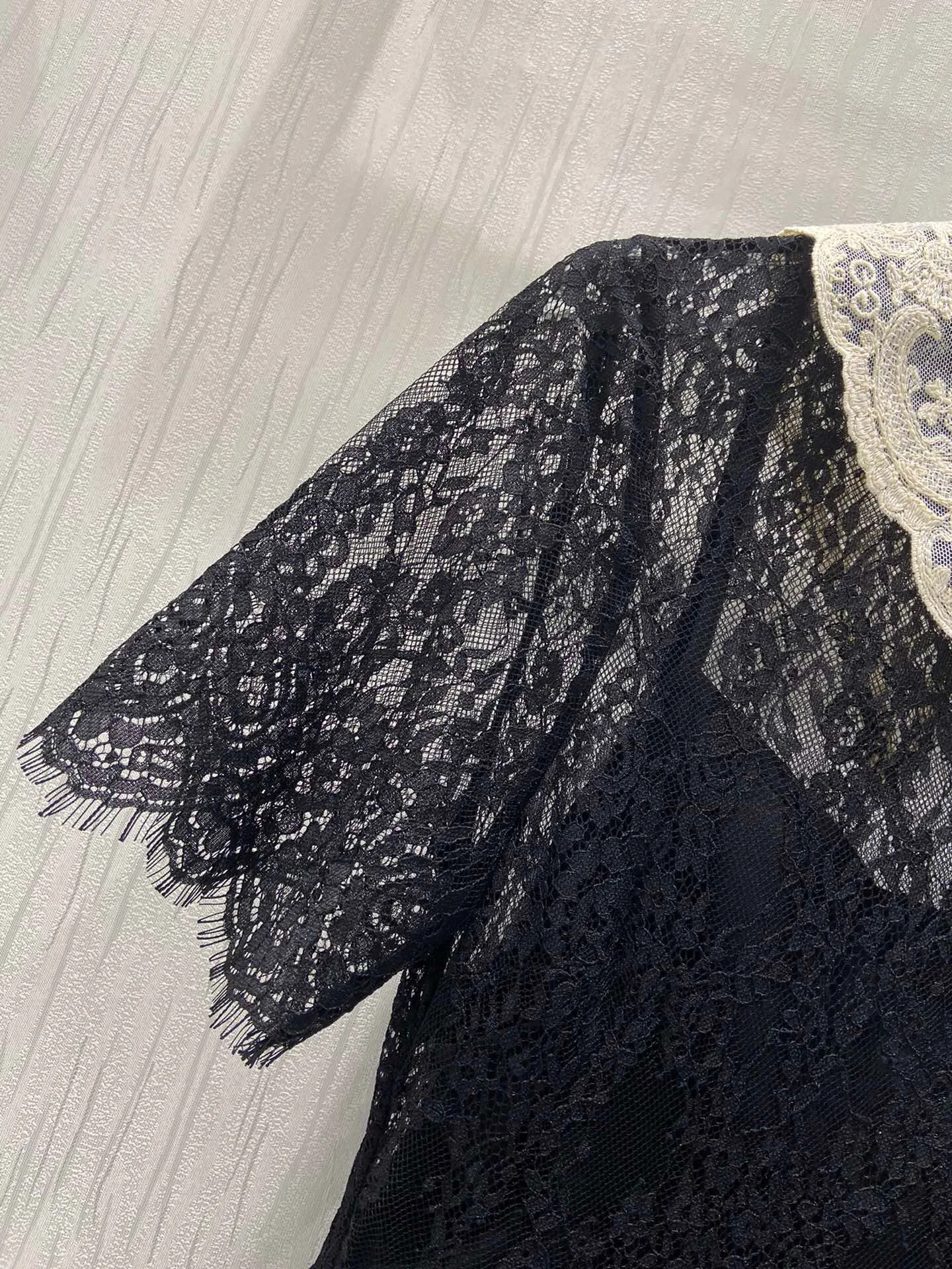 Роскошный дизайн 2021 Весенняя коллекция черное кружевное милое стильное платье с