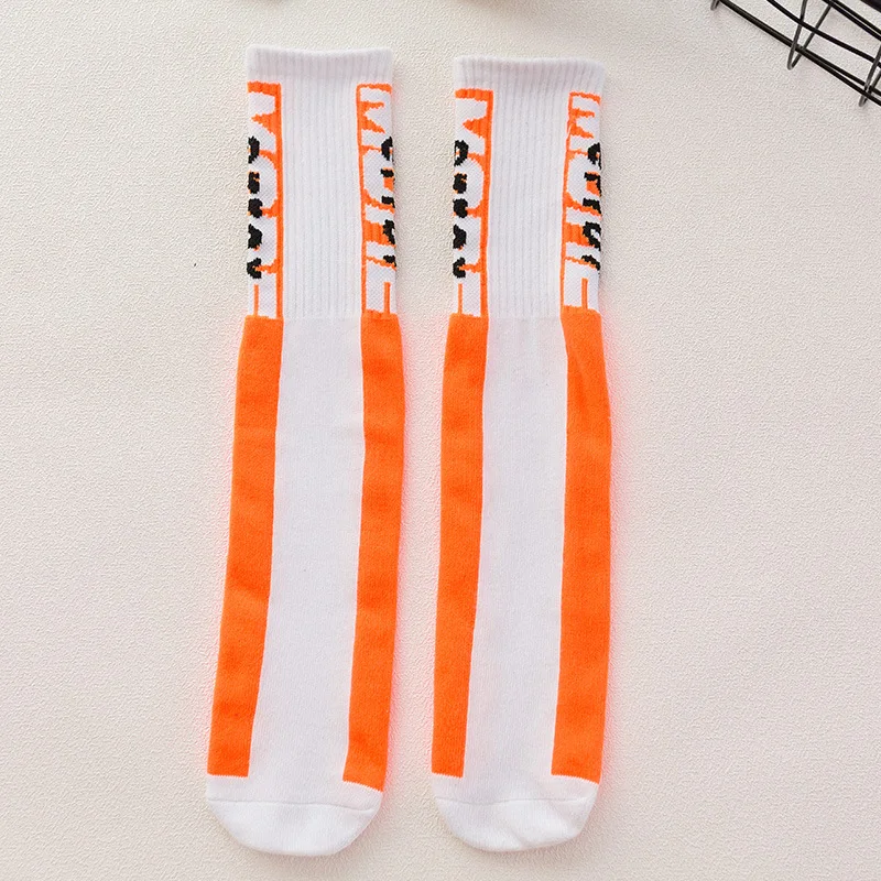 

2021 Spring New Trendy Side Letter Mone Children's Tube Socks Straight Boys and Girls Baby Over The Knee Stockings