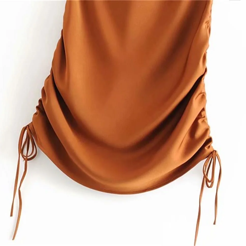 Весна 2020 новое женское шелковое однотонное платье-комбинация двустороннее