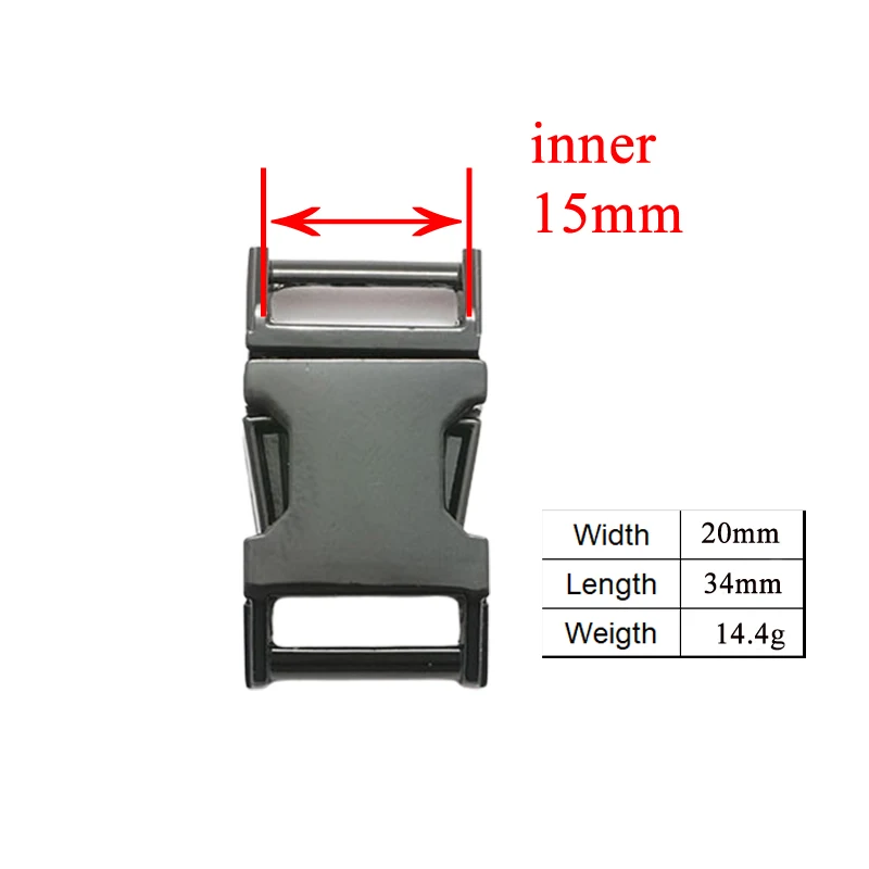 15 мм черный (металлическая пряжка + Регулируемая D-образное кольцо металлическая