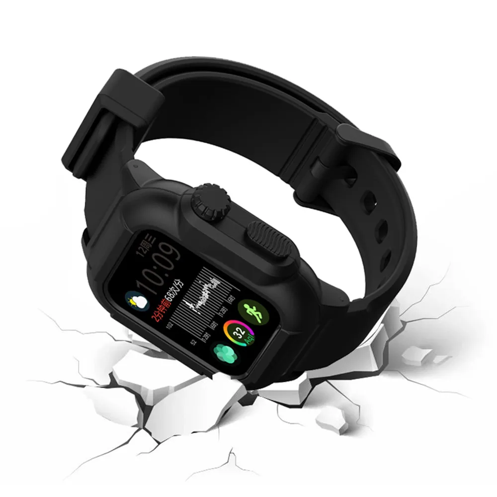 Водонепроницаемый чехол и силиконовый ремешок для Apple Watch Band Series SE 6 5 4 40 мм 44
