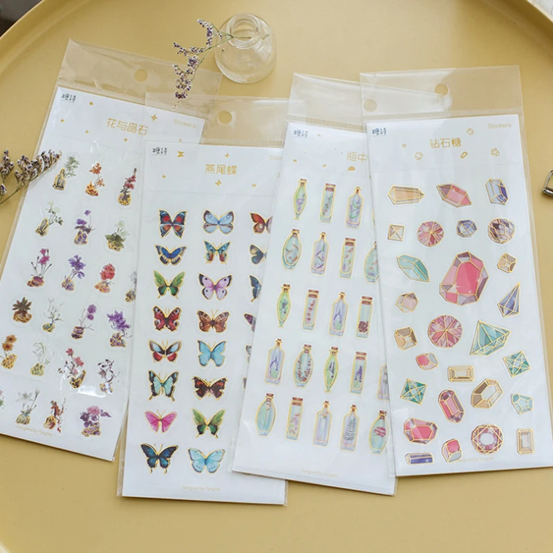 1pack/lot Kawaii Butterfly Deco Scrapbooking Stickers Cute Animal Sticky Monthly Plan DIY Lovely Girls Sticker|stickers cute|stickers girlstickers