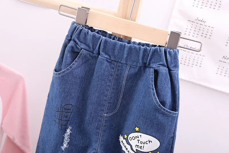 Детские штаны новинка 2020 года весенне осенние модные длинные джинсовые с