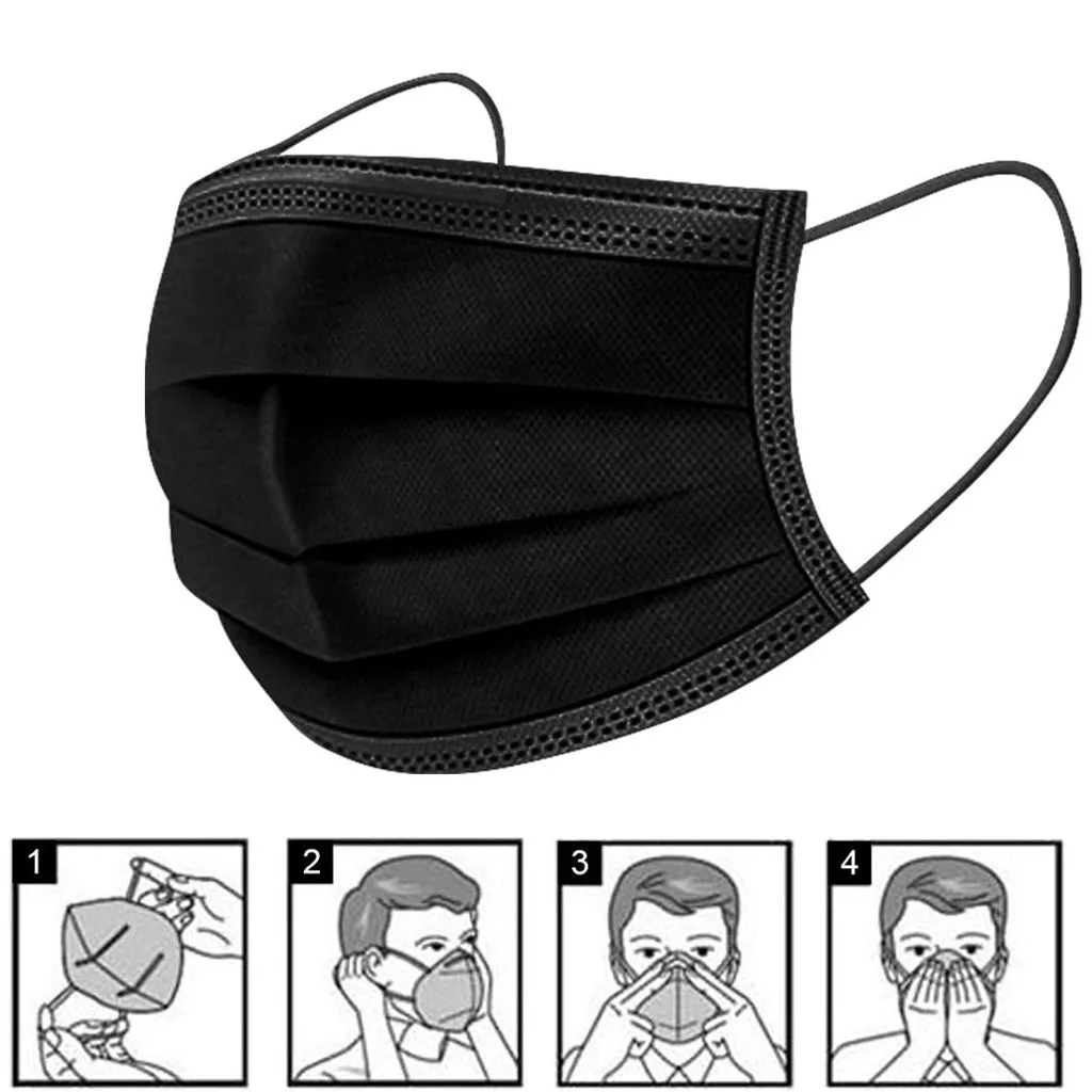 Бандана шарф для взрослых черные одноразовые маски лица ткань с активированным