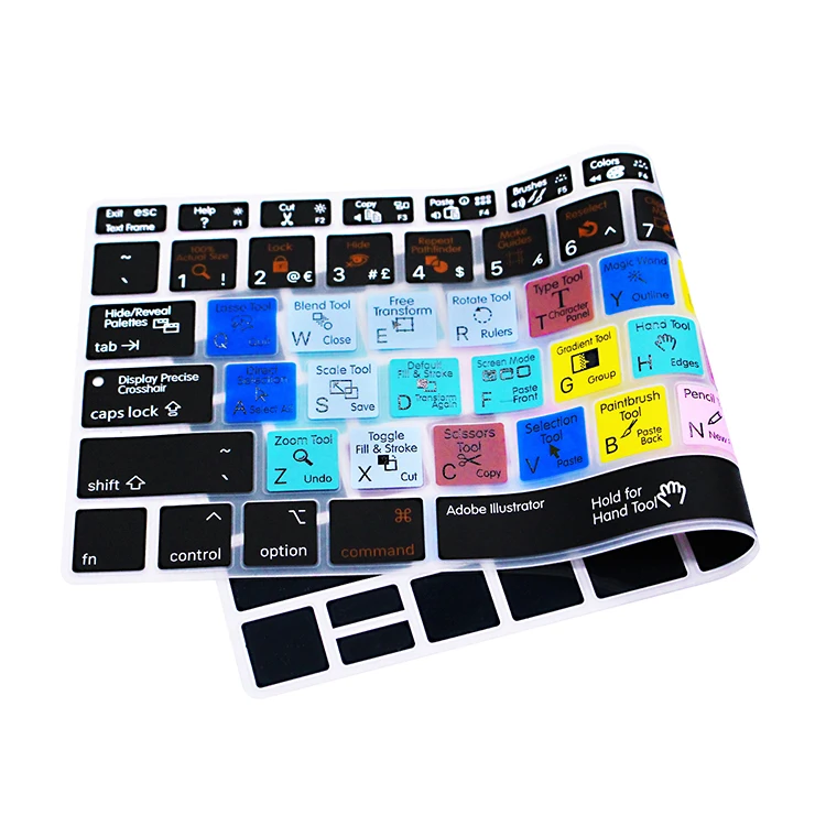 Для Adobe Illustrator ярлыки силиконовая клавиатура обложка кожа для MacBook новейший Air 13