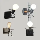 Современная железная кукла светодиодный настенный светильник мультфильм творческая детская спальня бра прикроватная гостиная кухня домашний декор настенные светильники