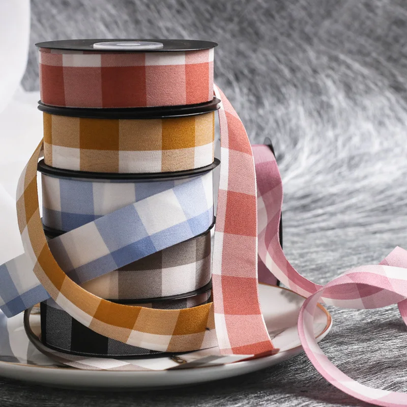 Хлопковая клетчатая лента для рукоделия ручной работы волос аксессуары головы