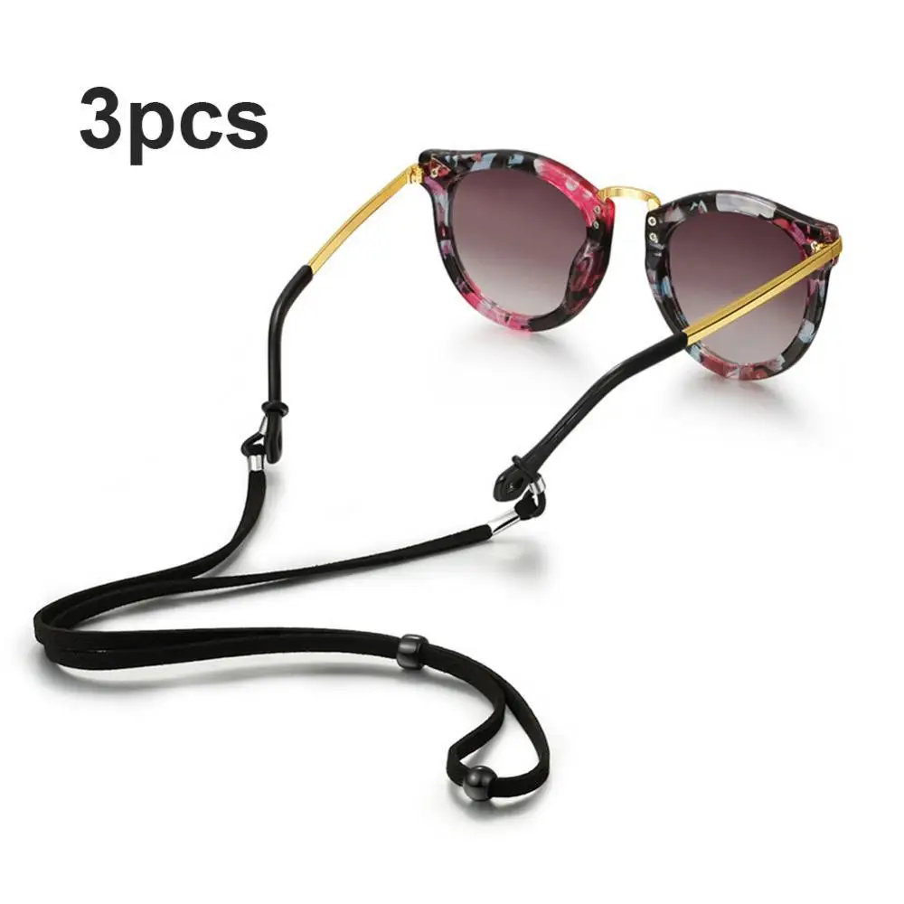 

3Pcs High-elastic Rubber Glasses Chains Anti-slip Sports Adjustable Sunglasses Reading Glasses Neck Cord Chain for Daily Life