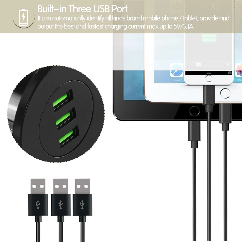Настольная зарядная станция VIPATEY с USB кабелем 5 В 2 А 3 порта|Зарядные устройства