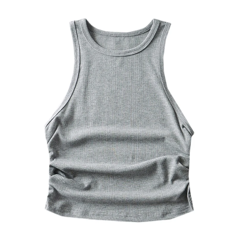 

Yitimoky Crop Tops for Women White Black Gray Sexy Blouse T Shirt Sexy Streetwear Fashion Summer 2021 Knitted Tank Tops Sports