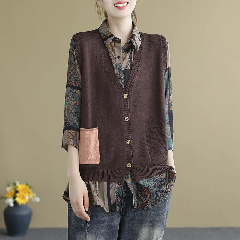 

Max LuLu British Fashion Orange V-Neck Sweaters Vests 2021 Womens Buttons Vintage Sleeveless Clothing Loose Casual Waistcoats