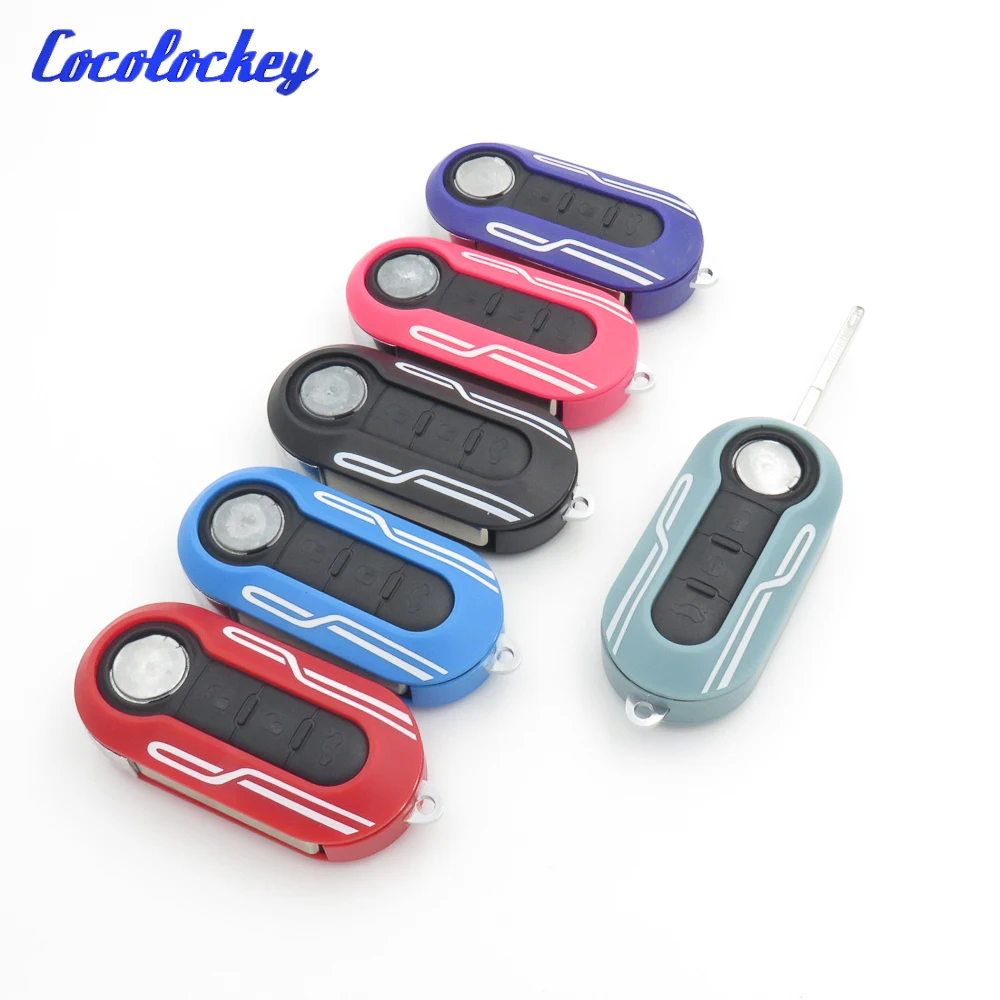 

Cocolockey Replacement 3Buttons Flip Folding Car Shell Key Fit for FIAT 500 Panda Punto Bravo Blank Key Cover 3 Buttons