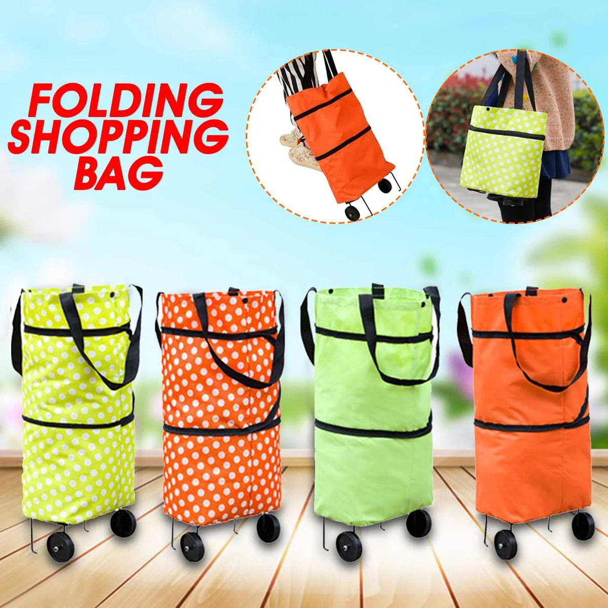

Folding Shopping Pull Cart Trolley Bag With Wheels Foldable Shopping Bags Reusable Grocery Bags Food Organizer Vegetables Bag