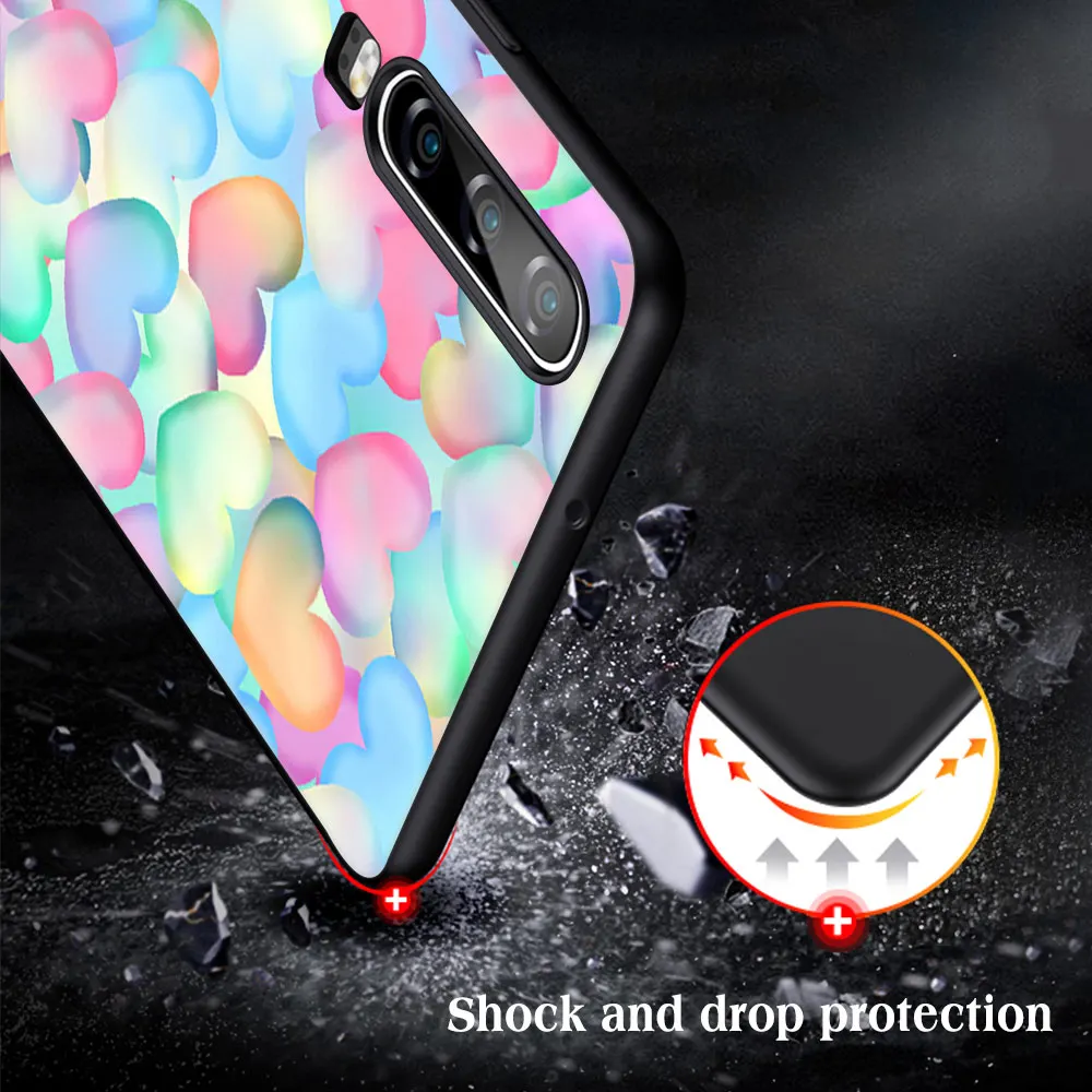 

Heart Case for Huawei P40 P30 P20 Pro Lite Mate 30 40 20 Lite Pro Honor 30 20 10 9X Pro Lite P Smart 2020 Black TPU Cover Funda