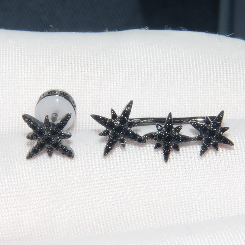 Цельные серьги гвоздики из стерлингового серебра 925 пробы с восьмиточечными