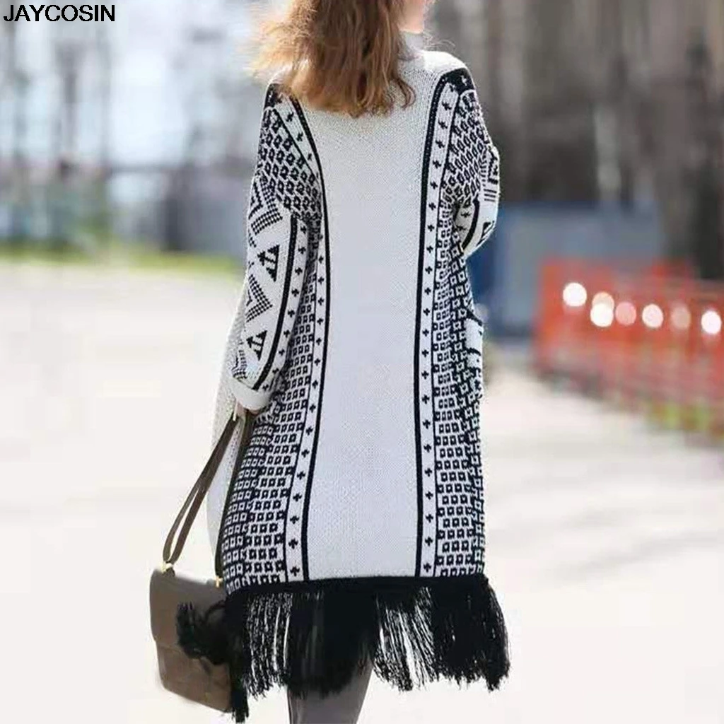 JAYCOSIN свитер куртка 2019 оверсайз вязаные кардиганы свободные клетчатые Джемперы