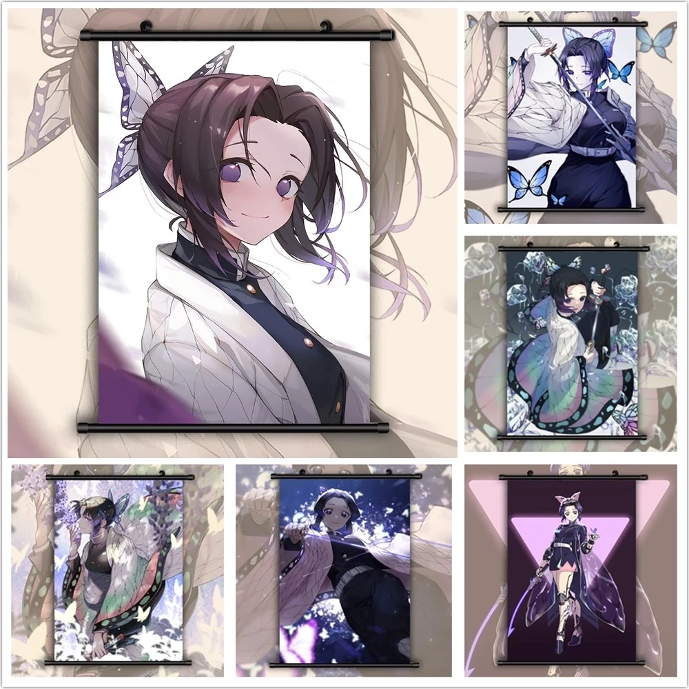 

Anime Home Decoration Demon Slayer Wall Artwork Kochou Painting Plastic Shinobu Hanging Scrolls Canvas Printed Picture Poster