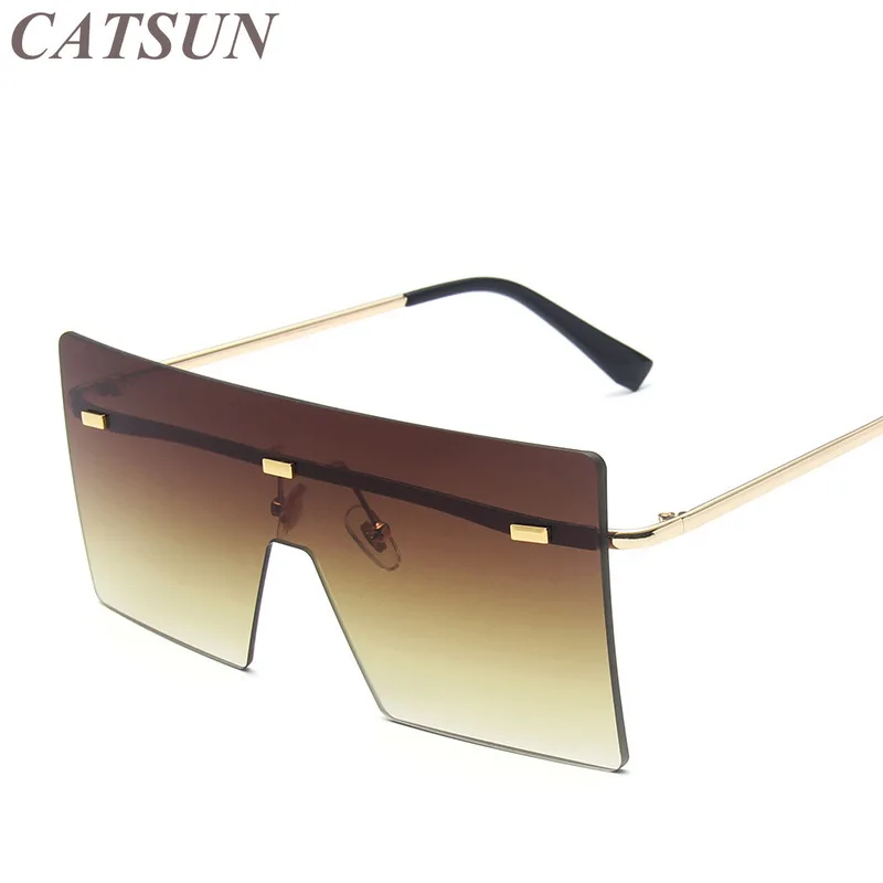 

New Fashion Metal Frame One-piece Sunglasses Square Frameless Ocean Piece Personalized Street Photo Outdoor Sunscreen Glasses