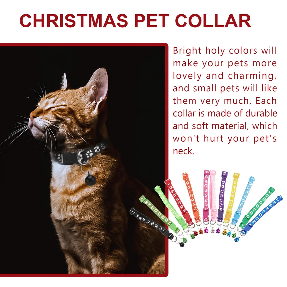 

12pcs Footprint Printed Pet Collar Bell Pet Neck Ring Pet Supplies for Dog Puppy (Different Colors)