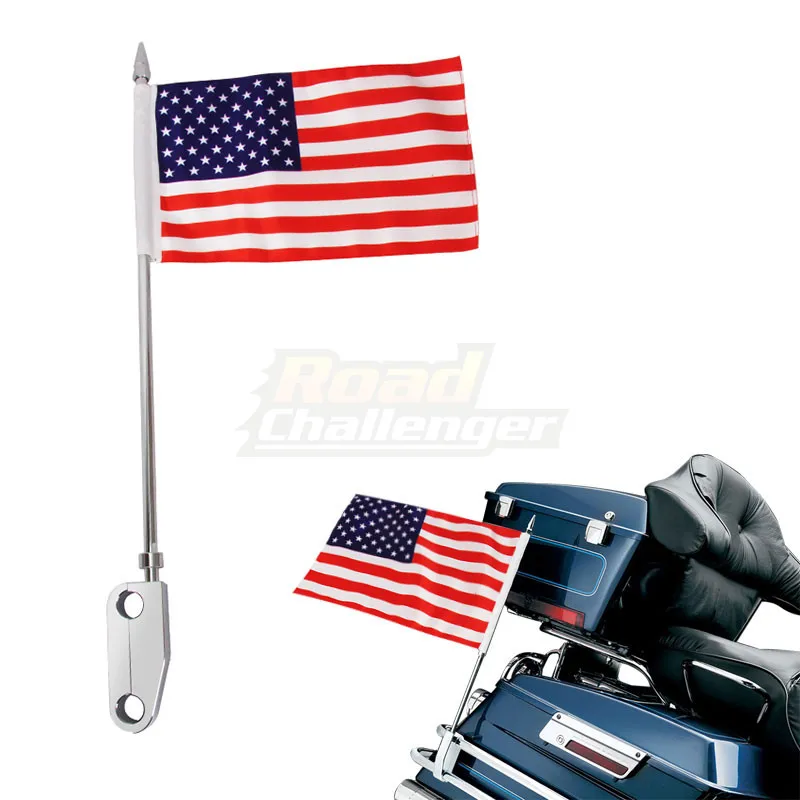 Хромированная задняя сторона мотоцикла флаг Полюс американский подходит для Harley